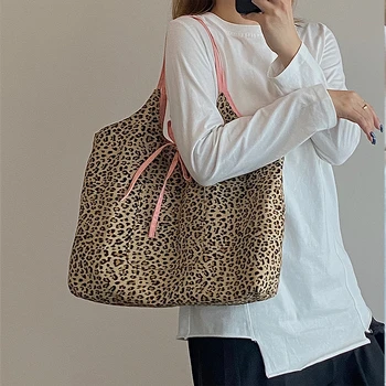 Mados Leopard tote krepšys moterims drobės pečių maišą didesnės talpos Asmenybės rankinėje 2021 naujų dizainerių rankinės Pirkinių Krepšys