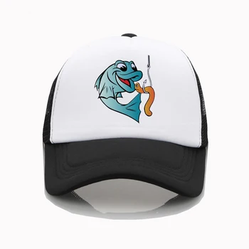 Mados skrybėlę Žuvų Žvejybos Kirmino Įkandimas Kablys Juokinga beisbolo kepuraitę Vyrų ir moterų Vasaros Tendencija Bžūp Jaunimo Joker saulės skrybėlę Paplūdimio kepurės Snapeliu