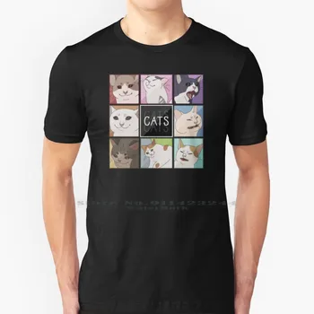 Meme Katės Marškinėliai Medvilnės 6XL Katės Liūdna Katė Meme Koliažas Kačiukai