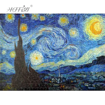 Mikelandželas Mediniai Žaislai, Dėlionės 500 1000 1500 2000 Vienetų Senas Meistras Į Žvaigždėtą Naktį Vincent van Gogh Sienų Tapybos Dovana