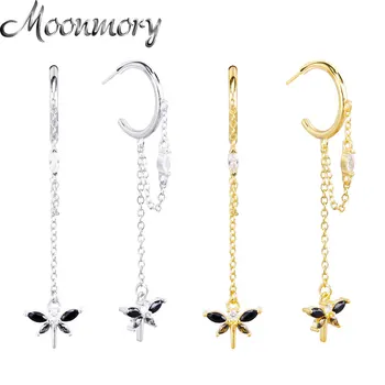 Moonmory 100% 925 Sterlingas Sidabro Gyvūnų Grandinės Auskarai Moterims Dragonfly Auskarai Europoje Pop Auskarų Šalis, Juvelyriniai Dirbiniai Didmeninė