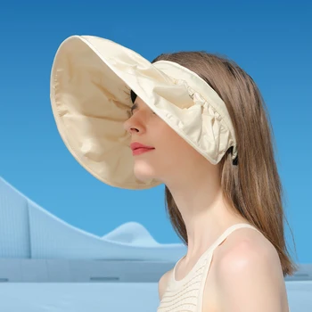 Moterų Tuščias Viršų Korpuso Formos Saulės Skrybėlę Mados vientisos Spalvos Dangtelis UV Apsauga, Sulankstomas Saulės Skrybėlę Moterų Paplūdimio Skrybėlę