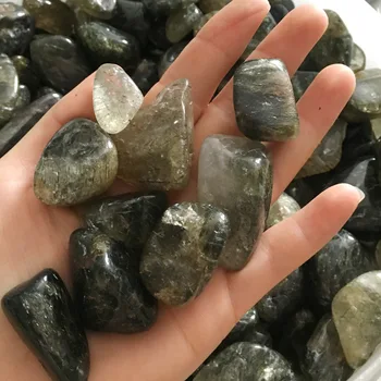 Natūrali Žalioji Kvarcas Rutilated Plaukų Crystal Rock Kvarco Mineralų Pavyzdys Žuvų Bakas Sodo Vazonas Apdailos Akmenys