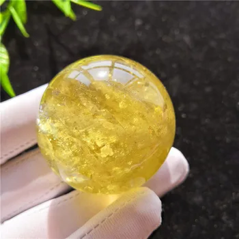 Natūralus Geltonasis Kvarco Kristalo citrinas rašė Kamuolys Gydymo Akmuo Namų Puošybai Natūralus kvarco kristalas 43MM