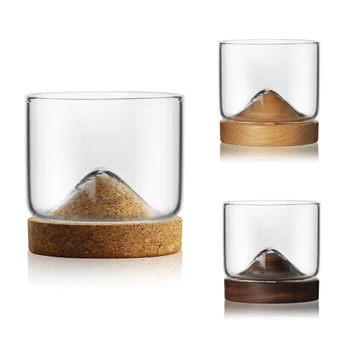 Naujas Viskio Stiklo Mažų Stiklo Japonų Stiliaus Kalnų Mediniai Apačioje Vyno Taurė Originalumas Kūrybos Sustorėjimas Stiklo