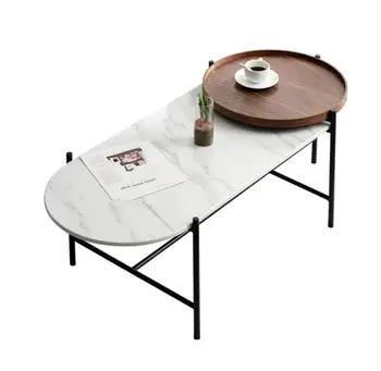 naujo dizaino, ovalo formos apvalios moderni balto marmuro kavos staliukai už kambarį