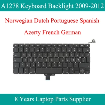 Norvegų olandų portugalų, ispanų, prancūzų, vokiečių, A1278 Klaviatūra, Skirta Macbook Pro A1278 SP FR GE ES Klaviatūros Apšvietimas 2009-2012 m.