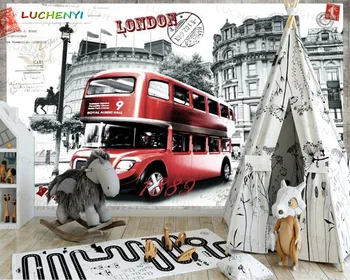 Papel de parede užsakymą londono autobusų 3d tapetai, freskos, svetainė, tv miegamojo sienos tapetai, namų dekoro