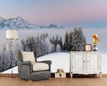 Papel de parede Žiemos Kalnai Sniego, Medžių, Rūko Gamtos foto tapetai,svetainė, miegamasis, TV foną, virtuvė užsakymą freskos