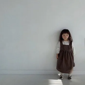 Paprasta Mados Korėja, Japonija Vaikų Mergaičių Dirželis Suknelė Prarasti Kietas Suknelė Rudens Drabužiai Mergaitėms Naujų Madingų Vaikų Suknelė
