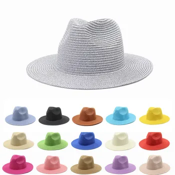 Paprasta šiaudų skrybėlę, moteris, Mergina flat top plokščių kraštų top hat lauko laisvalaikio saulės, skrybėlę ir saulės, skrybėlę pajūrio skėtį nuo saulės paplūdimio skrybėlę