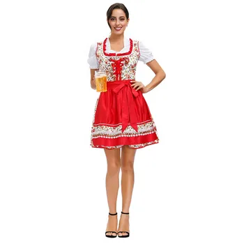 Ponios Deluxe Oktoberfest Tradicinių Dirndl Suknelė, Prijuostė Rinkinys Moterims Vokietijoje Alaus Wench Apranga Kostiumas