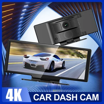 Priekinės ir Galinės Kameros Automobilio Brūkšnys Cam 4K+1080P, Skirtas WiFi CarPlay ir 