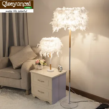 Qiseyuncai Šiuolaikinės minimalistinės kūrybos mados plunksna, stalo lempos, grindų lempos gyvenamojo kambario, miegamojo, šiltas, romantiškas apšvietimas