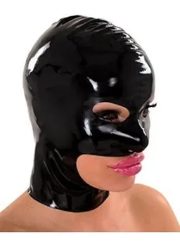Rankų darbo Juodos Latekso Gaubtai Kaukė su Atvira didelėmis Akimis, Cosplay Latekso Kaukė pagal Užsakymą