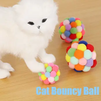 Spalvinga Rankų Darbo Naminių Reikmenys Interaktyvus Kačiukas Katė Katė Žaislas Pliušinis Bell Ball Pet Pliušinis Purios Kamuolius Kramtyti Žaislus