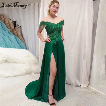 Stilingas, Aukštos Padalinta Prom Dresses Ilgai 2022 Elegantiškas nuo Peties vakarinę Suknelę Šalis, Chalatai Aplikacijos, Nėrinių Chalatas de femme soiree