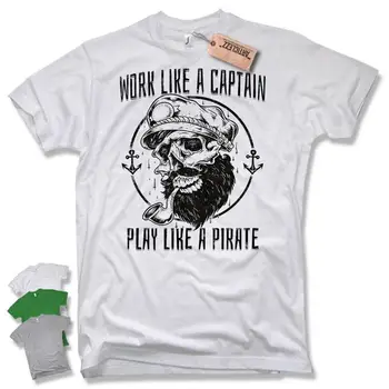 T-Shirt Dirbti Kaip Kapitonas Žaisti taip, Kaip Piratų Sailor Kaukolė Barzda Unikalaus Dizaino Viršūnės Vasarą Vyrų Hip-Hop Vyrų Slim Fit Marškinėliai