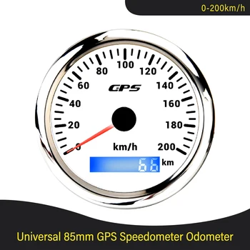 Universalus 85mm GPS Spidometras 30 H 60 km / H 80 km / H 120 km / H, O 160 km / H 200 km / H su GPS Antena, 7 Spalvų Apšvietimas Automobilių Valtis