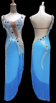 WHYNOT ŠOKIŲ Mėlyna String Individualų lotynų Šokių Konkurencijos Suknelė Mergaitėms ar Moterims, Greitas Nemokamas Pristatymas