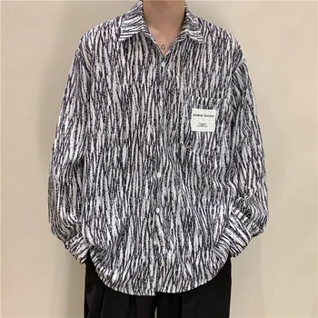 ZCSMLL 2022 m. Pavasarį, Rudenį Tie-dye Marškinėliai vyriški High Street Banga korėjos Stiliaus Japonų Stiliaus Užuolaidų Harajuku Stilius Laisvas Viršų