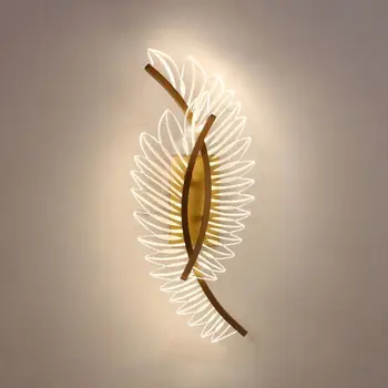 Šiuolaikinių LED Gold Wing Sienos Šviesos, Miegamojo Lovos Sconce Akrilo Atspalvį Lempa Namų Patalpų Naktinis Apšvietimas Šviestuvai AC 110V/220V