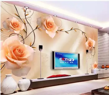 Šiuolaikinės Užsakymą 3D Tapetai Rožių vynuogių geltonas fonas sienos, TV Foną Miegamajame Foto tapetų 3D