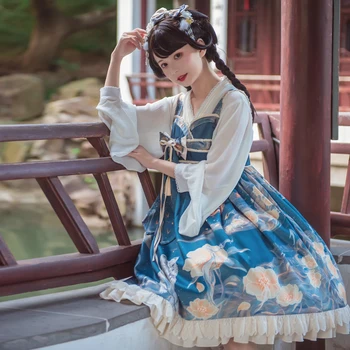 Šventė Gėlės ~ Vintage Stiliaus Kinijos Lolita JSK Suknelė Han Kostiumas Yomi