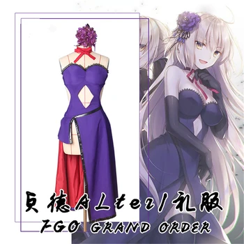Žaidimas FGO Likimas/Grand Gal Jeanne d ' Arc Cosplay Kostiumų Backless Violetinė Šalies Berankovis Suknelė